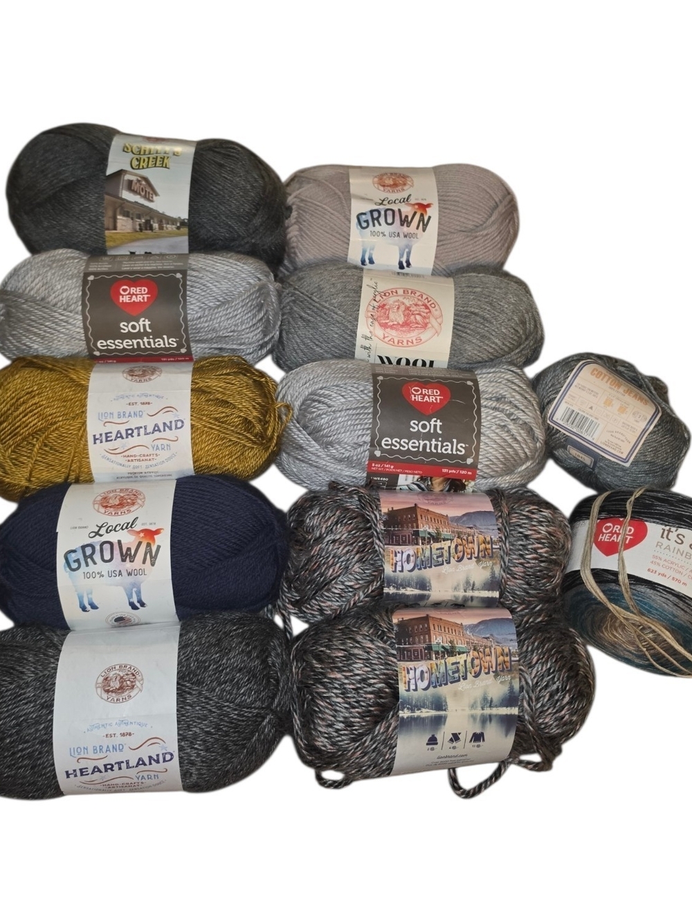 Mixed Yarn Lot 12 Skeins Lion Brand Red Heart Local Grown Hometown Heartland